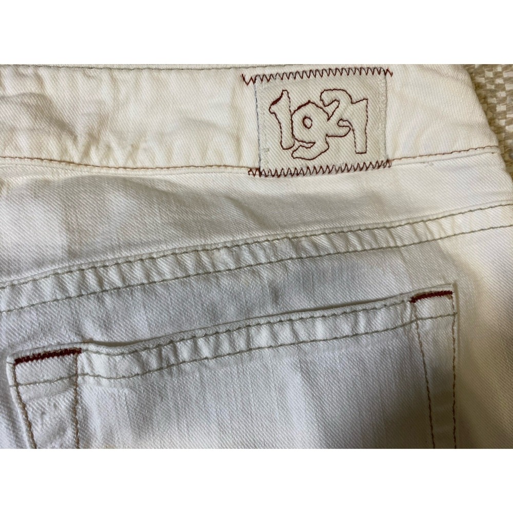 1921 Handcrafted Denim White Flare Jeans Western Glove Works Heavy Stitch 31x28 - Picture 6 of 12